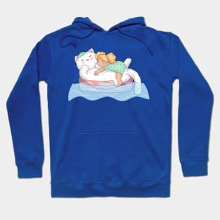 Little girl and big cat swimming in the ocean Hoodie